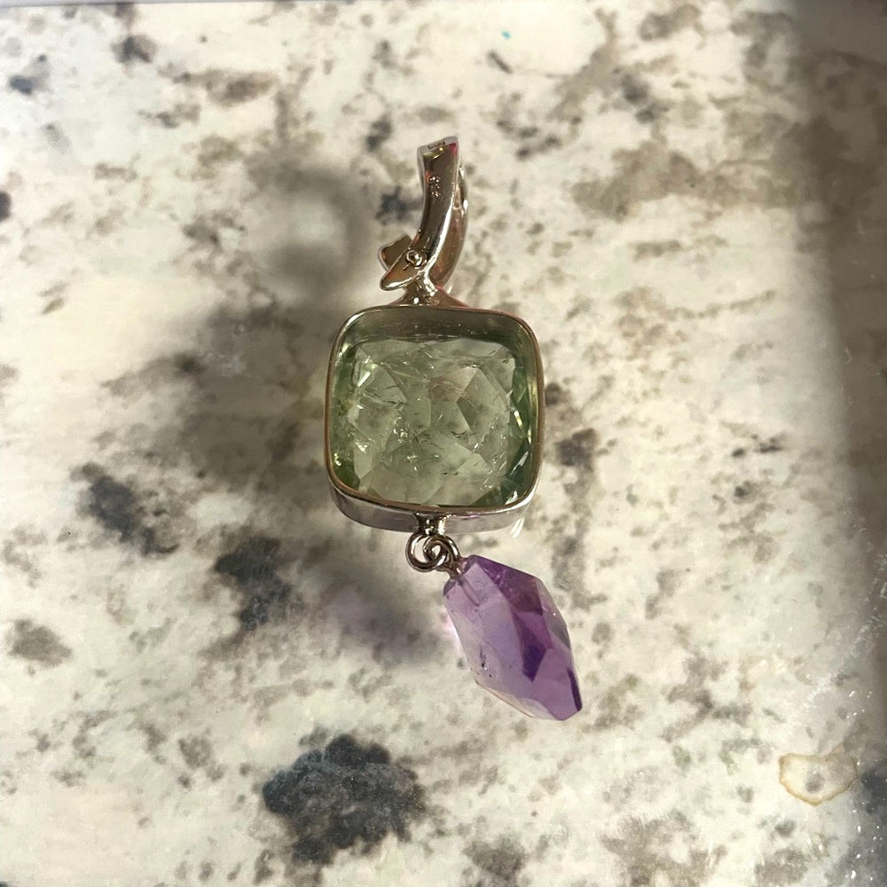 New Green and Purple Amethyst Pendant with detachable clasp.